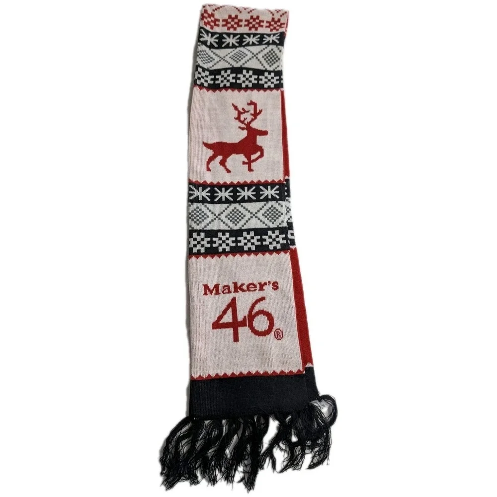 Maker's Mark 46 Logo Scarf Red‎ Knit Reindeer Winter Whiskey Merchandise